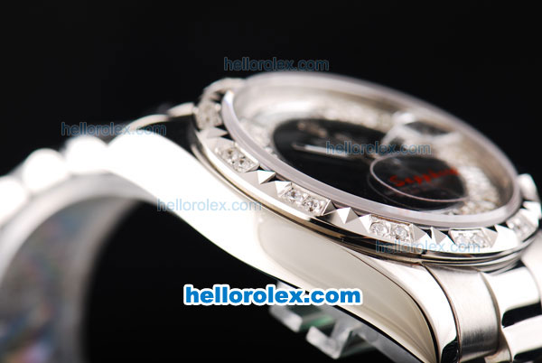Rolex Day-Date Automatic Black Dial with Diamond Bezel - Click Image to Close